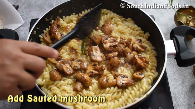 Mushroom white sauce pasta recipe step 19