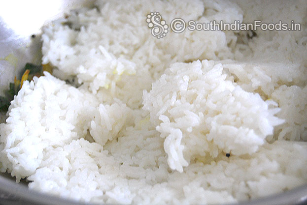 Add boiled rice & salt mix well 