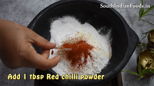 Wash and soak rice red chilli for 4 hours