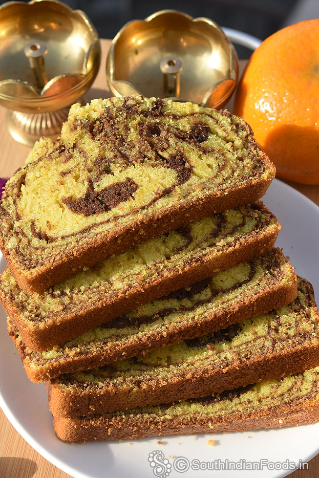 Perfect orange swirl cake slices