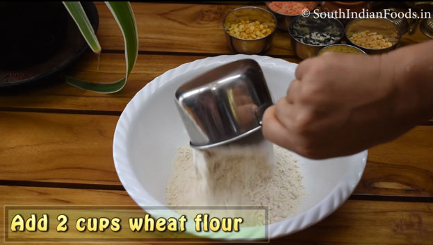 In a bowl add wheat flour,  salt & ghee