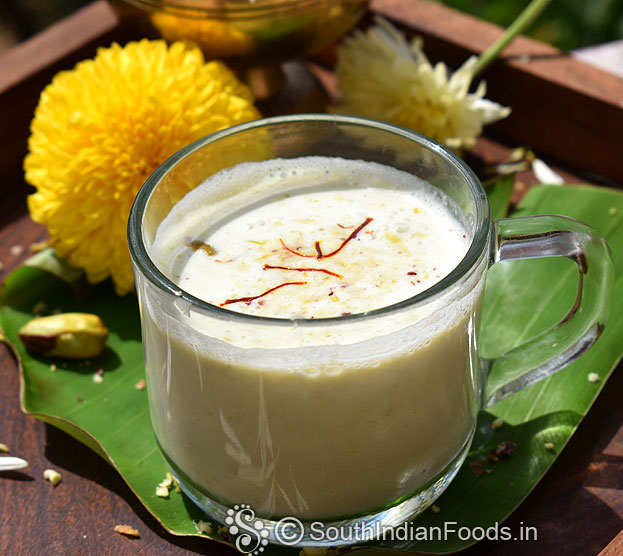 Homemade lassi with ground pistachios