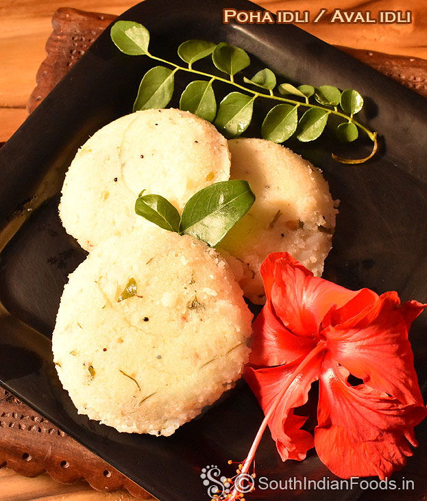 Soft and spongy poha idli ready, serve hot with chutney or sambar