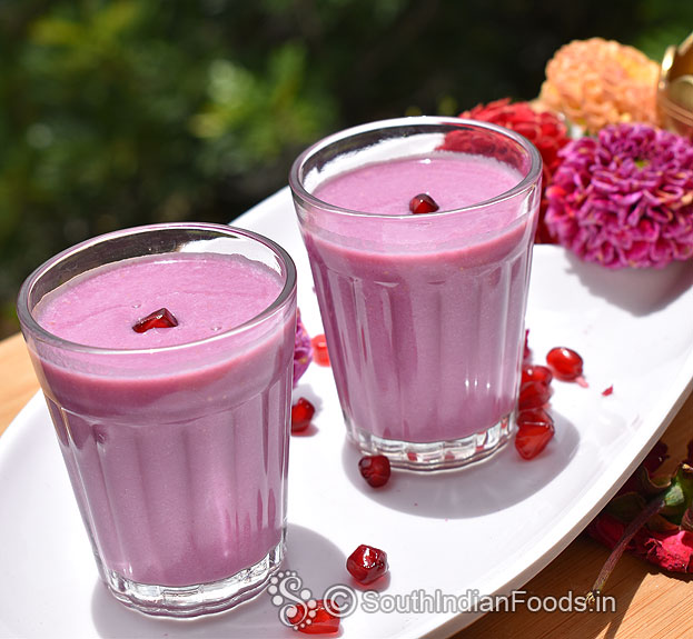 Pomegranate smoothie with condensed milk