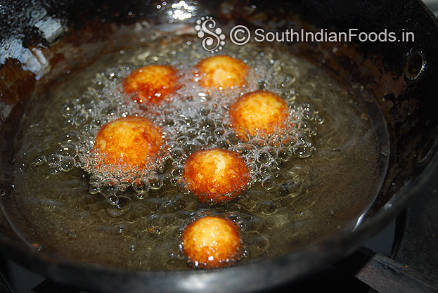Potato balls turned golden color let it fry for a min