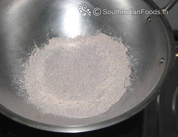 Heat pan add 1 cup ragi flour