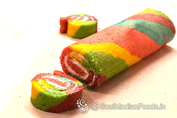 Rainbow swiss roll cake