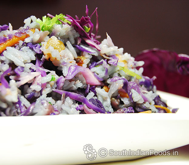 Red cabbage carrot rice