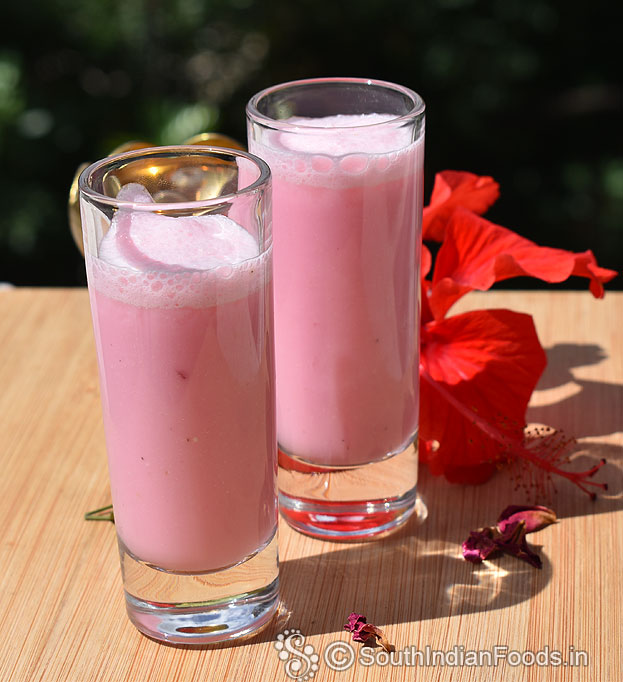 Indian pink lassi with rose syrup