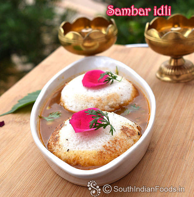 Instant samabr idli with leftover idli and sambar