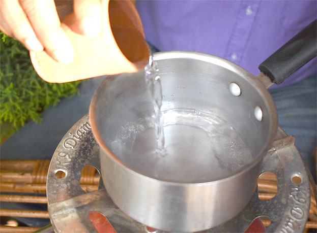 Heat pan, add 1 glass water