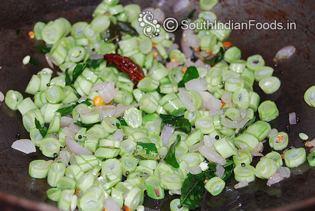 Add finely chopped beans saute for one min