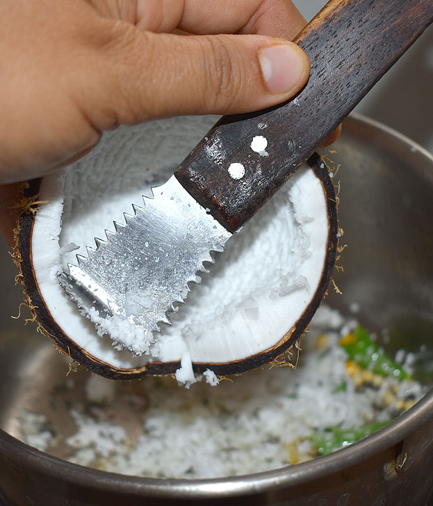 Grate 1/4 cup coconut