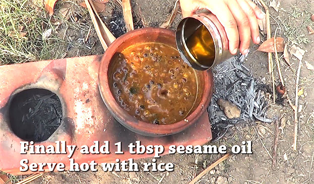 Finally add sesame oil[1 tbsp], serve hot with rice & sutta appalam