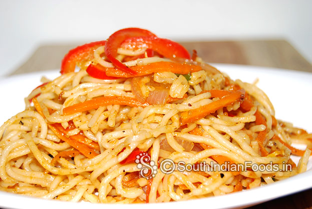 Veg masala noodles stir fry