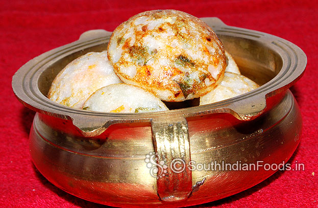 Vegetable kuzhi paniyaram ready to serve