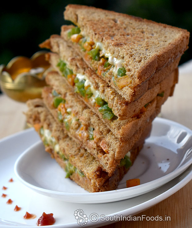 Vegetable mayonnaise sandwich-How to make-Step by step photos