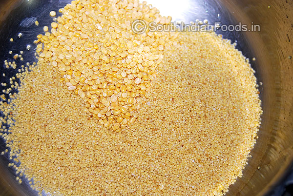 Yellow moong dal with foxtail millet-perfect ratio for textured pongal