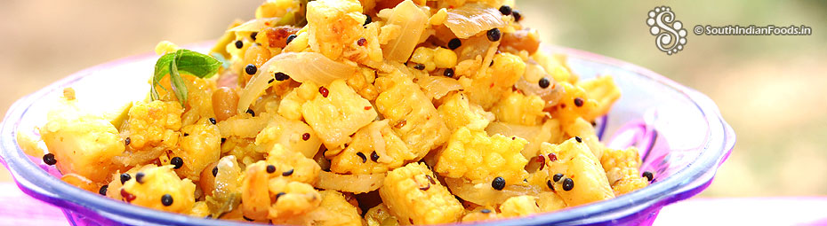 Baby corn raw mango poriyal recipe