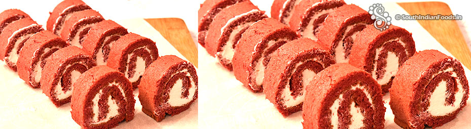 Red velvet swiss roll cake