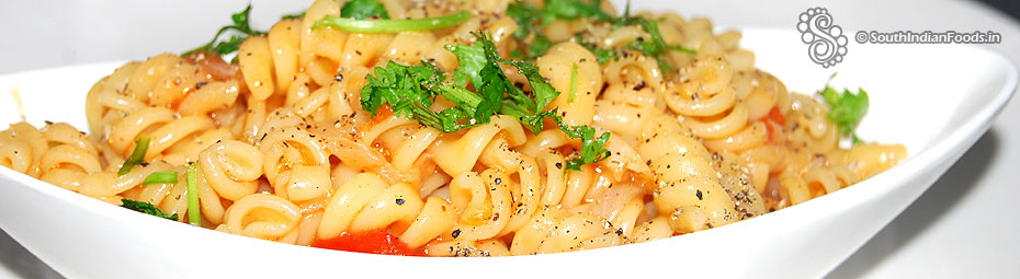 Tomato fusilli pasta recipe indian style-Easy breakfast recipe-No cheese,  zero cholestrol